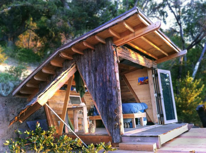 Een origineel houten vakantiehuis.