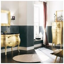 Interieurinrichting van de badkamer in gouden kleur -1