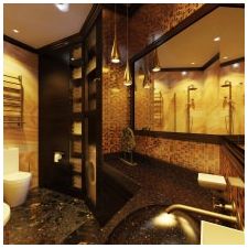Interieurdecoratie van de badkamer in goud -8
