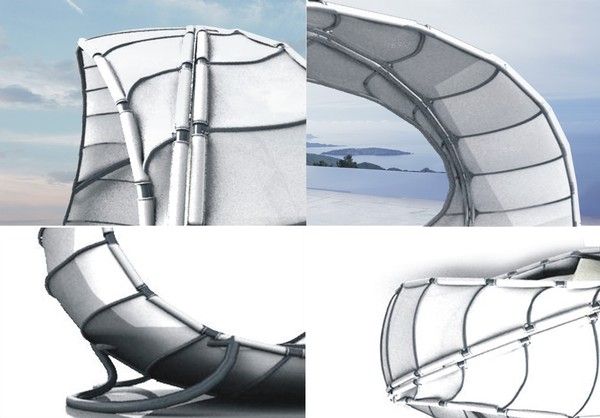Constructie-elementen van een ligstoel in de vorm van zeilen