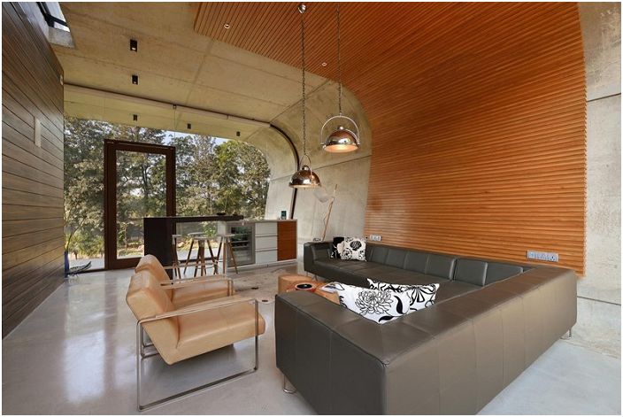 Interieur minimalistisch la Pool House.