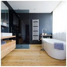 Stijl van minimalisme in de badkamer: kenmerken, foto-1