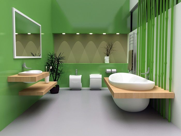 De moderne badkamer is ingericht volgens de beste trends.