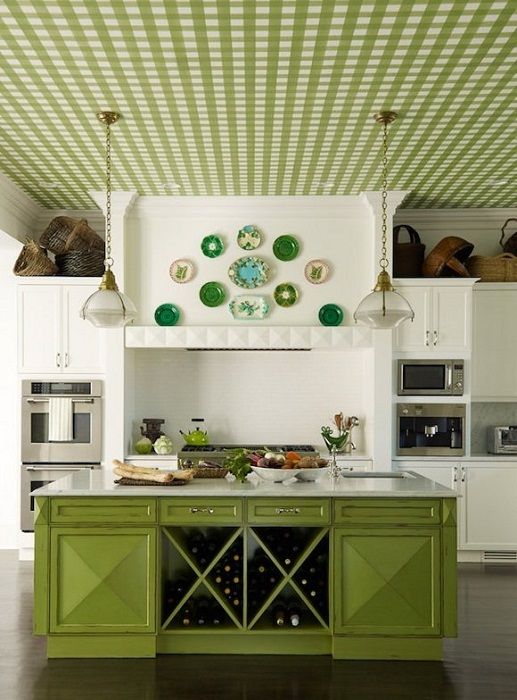 Een perfect voorbeeld van keukendecor in het groen.